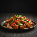 Crispy Chili Paneer Dry with bell peppers and green chilies