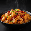 Kung Pao Potato with dried chilies, peanuts and scallions in savory sauce