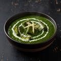 Palak Paneer with paneer cubes in creamy vibrant green spinach sauce